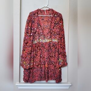 Free People Sequin Boho Tiered Festive Dress.  Size XL